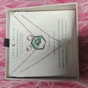 New Luna Norte Aquamarine Earring & Necklace Set